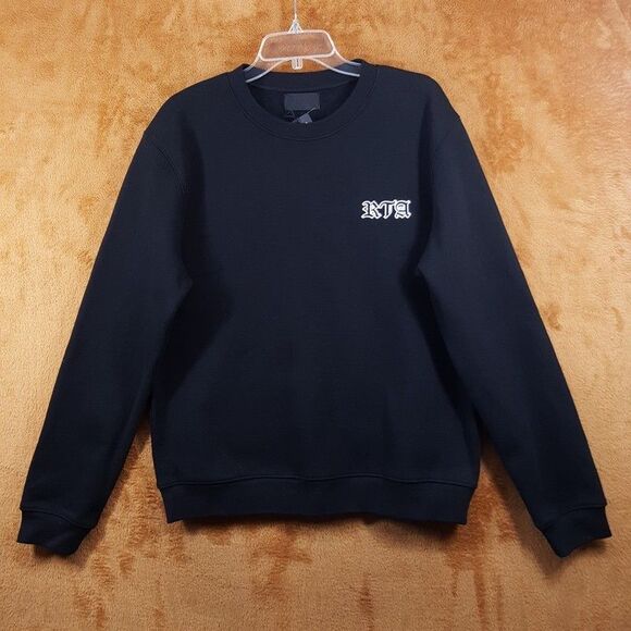 RTA Sweatshirt Mens Medium Black Pullover Crew Logo CHARLES in GOTHIC $170 - Picture 4 of 12
